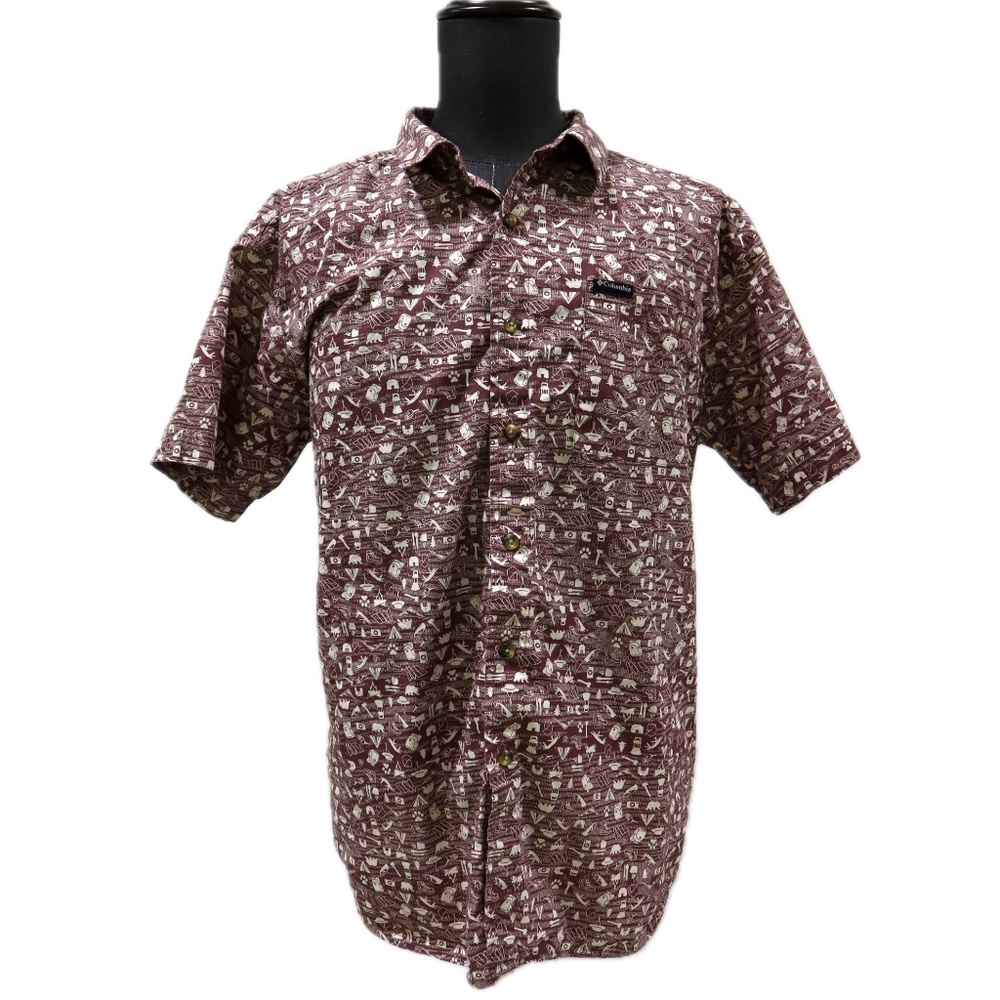 Columbia Men's XL Casual Short Sleeve Shirt All Over Camping Print